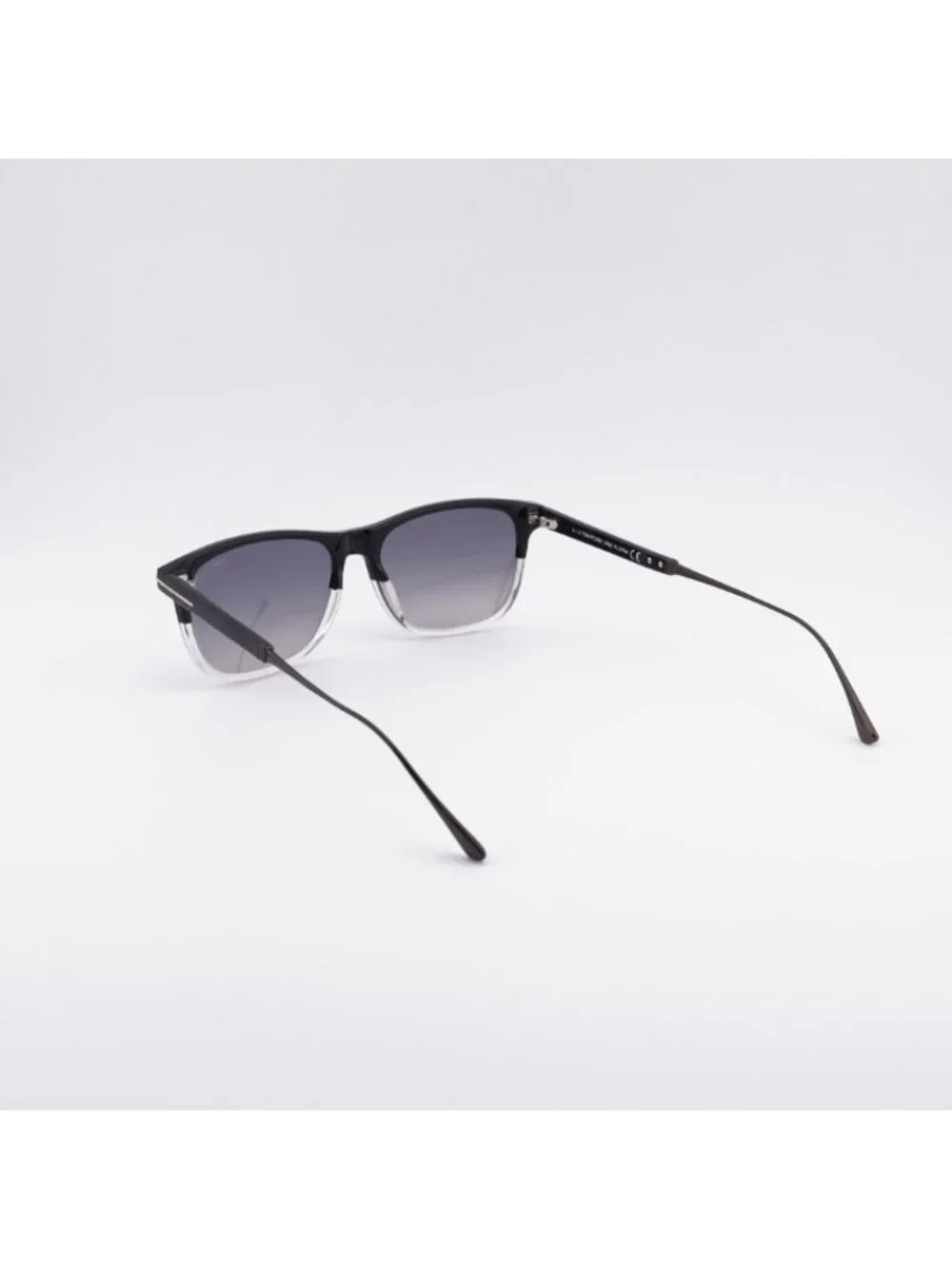 Tom Ford Caleb FT0813 03C Sunglasses - Black/Crystal Square Frame, Smoke Lenses